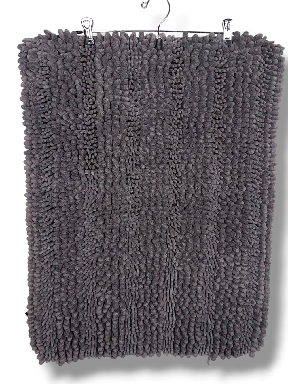 Norwex Grey Chenille Bath Mat Rug Euc Bathroom Decor Luxury Grip Bottom 26x19